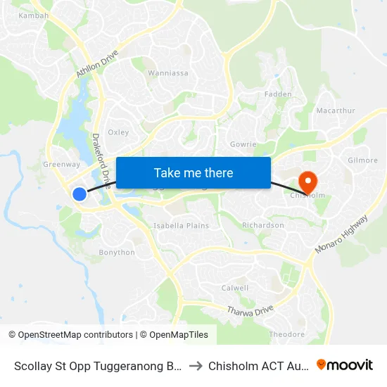 Scollay St Opp Tuggeranong Bus Depot to Chisholm ACT Australia map