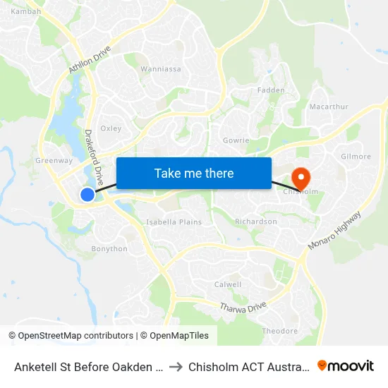 Anketell St Before Oakden St to Chisholm ACT Australia map