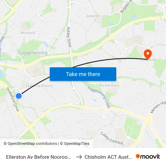 Ellerston Av Before Noorooma St to Chisholm ACT Australia map