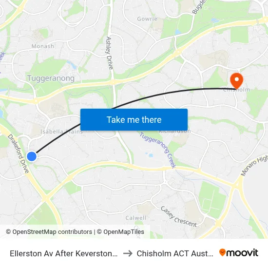 Ellerston Av After Keverstone Cct to Chisholm ACT Australia map