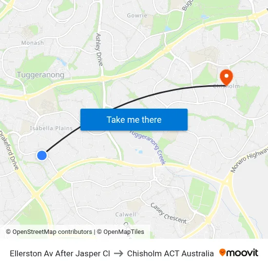 Ellerston Av After Jasper Cl to Chisholm ACT Australia map