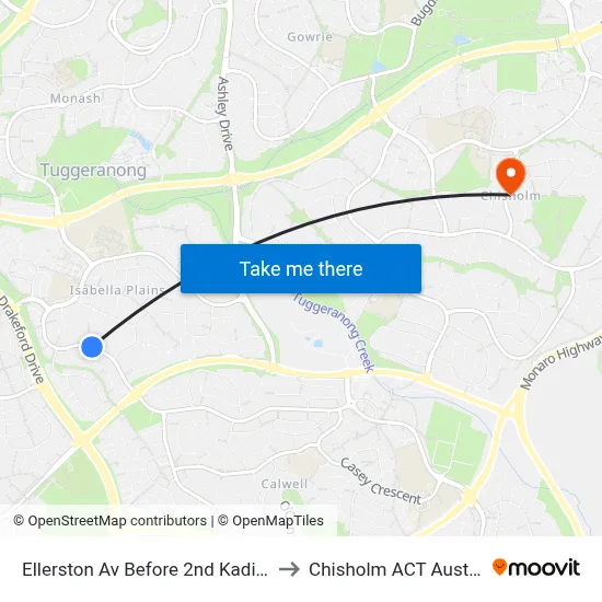 Ellerston Av Before 2nd Kadina Cr to Chisholm ACT Australia map