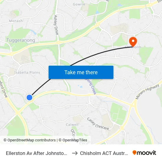 Ellerston Av After Johnston Dr to Chisholm ACT Australia map
