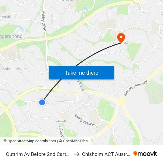 Outtrim Av Before 2nd Carter Cr to Chisholm ACT Australia map