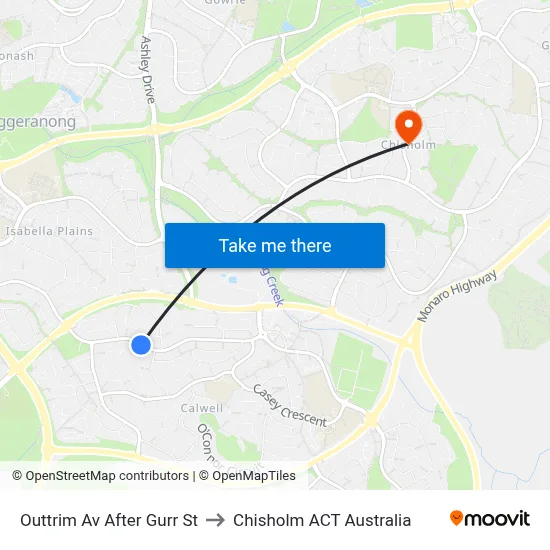 Outtrim Av After Gurr St to Chisholm ACT Australia map