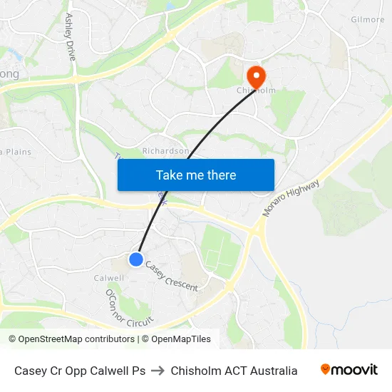 Casey Cr Opp Calwell Ps to Chisholm ACT Australia map