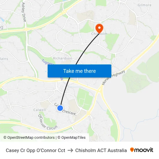 Casey Cr Opp O'Connor Cct to Chisholm ACT Australia map