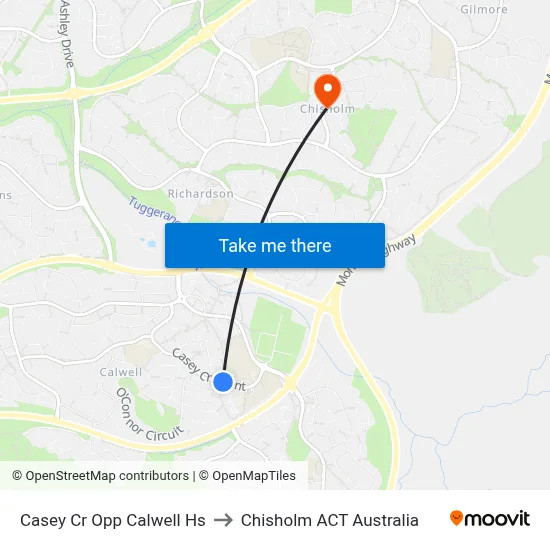Casey Cr Opp Calwell Hs to Chisholm ACT Australia map
