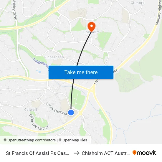 St Francis Of Assisi Ps Casey Cr to Chisholm ACT Australia map