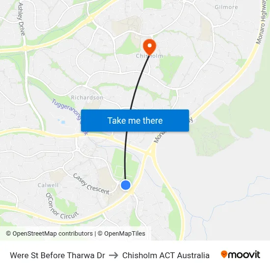 Were St Before Tharwa Dr to Chisholm ACT Australia map