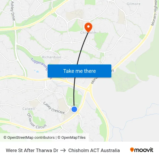 Were St After Tharwa Dr to Chisholm ACT Australia map
