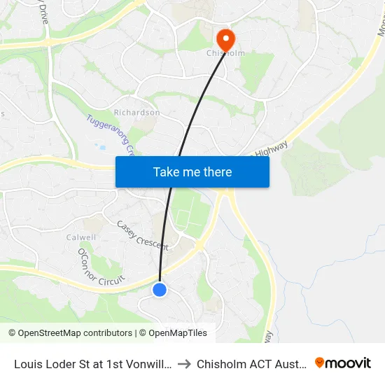 Louis Loder St at 1st Vonwiller Cr to Chisholm ACT Australia map