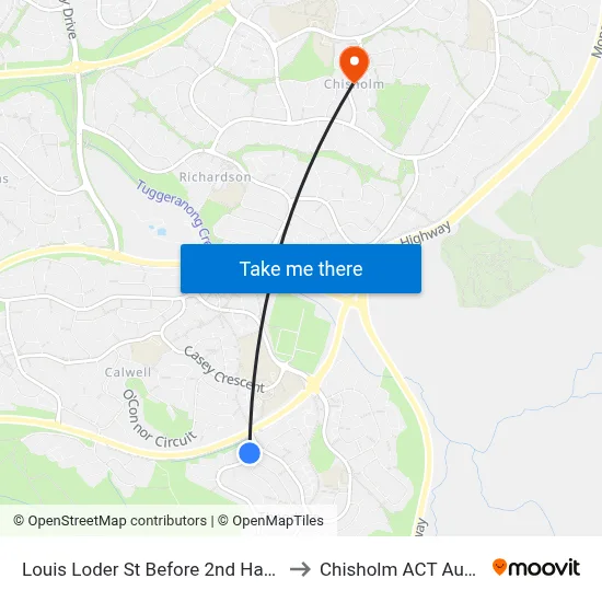 Louis Loder St Before 2nd Hartung Cr to Chisholm ACT Australia map