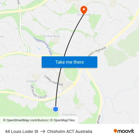 44 Louis Loder St to Chisholm ACT Australia map