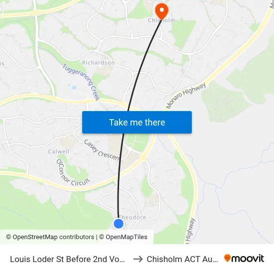 Louis Loder St Before 2nd Vonwiller Cr to Chisholm ACT Australia map