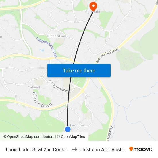 Louis Loder St at 2nd Conlon Cr to Chisholm ACT Australia map