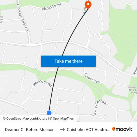 Deamer Cr Before Meeson St to Chisholm ACT Australia map