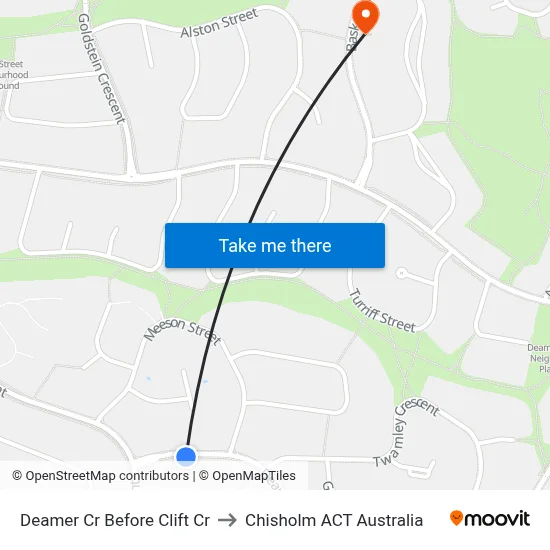 Deamer Cr Before Clift Cr to Chisholm ACT Australia map