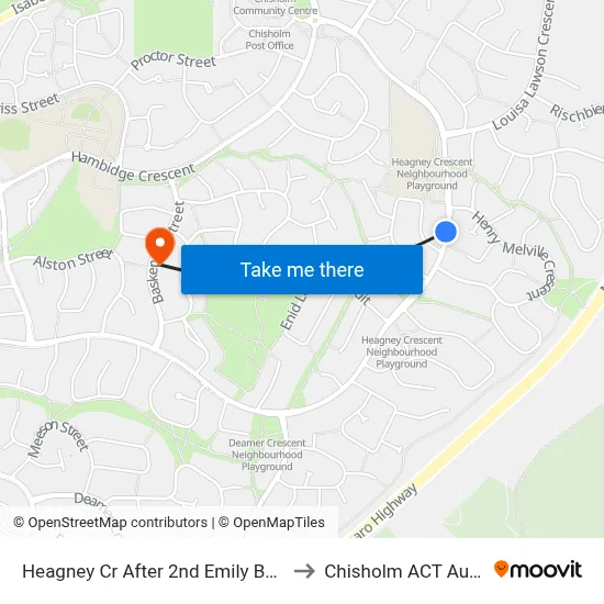 Heagney Cr After 2nd Emily Bulcock Cr to Chisholm ACT Australia map
