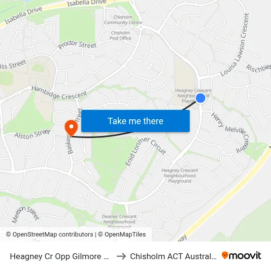 Heagney Cr Opp Gilmore Ps to Chisholm ACT Australia map