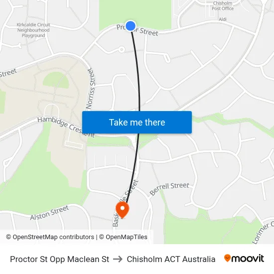 Proctor St Opp Maclean St to Chisholm ACT Australia map
