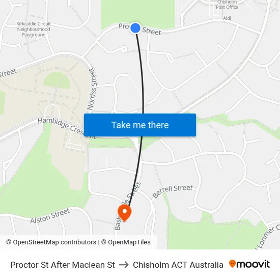 Proctor St After Maclean St to Chisholm ACT Australia map