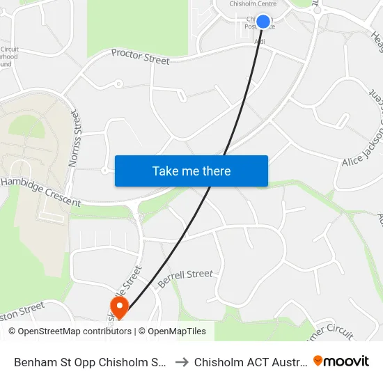Benham St Opp Chisholm Shops to Chisholm ACT Australia map