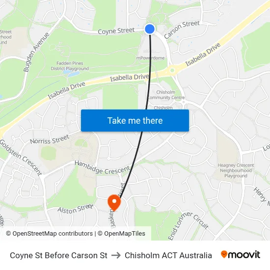 Coyne St Before Carson St to Chisholm ACT Australia map