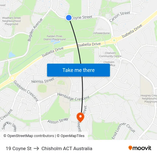 19 Coyne St to Chisholm ACT Australia map