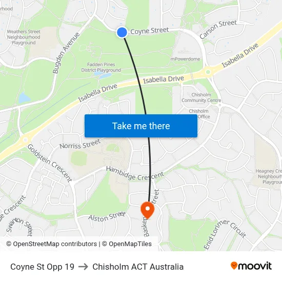 Coyne St Opp 19 to Chisholm ACT Australia map