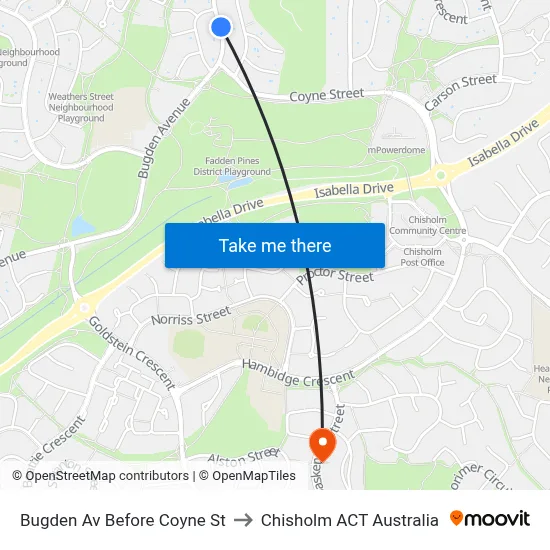 Bugden Av Before Coyne St to Chisholm ACT Australia map