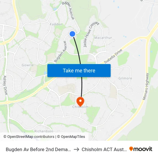 Bugden Av Before 2nd Demaine Cr to Chisholm ACT Australia map