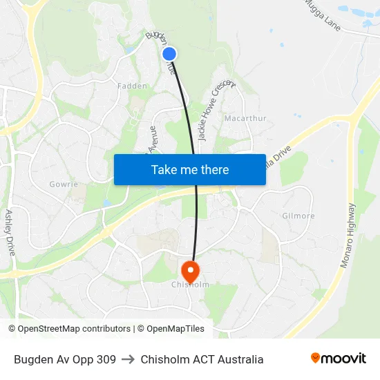 Bugden Av Opp 309 to Chisholm ACT Australia map