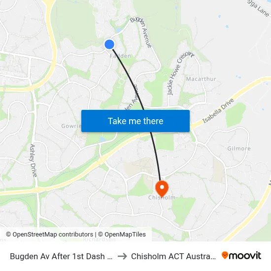 Bugden Av After 1st Dash Cr to Chisholm ACT Australia map