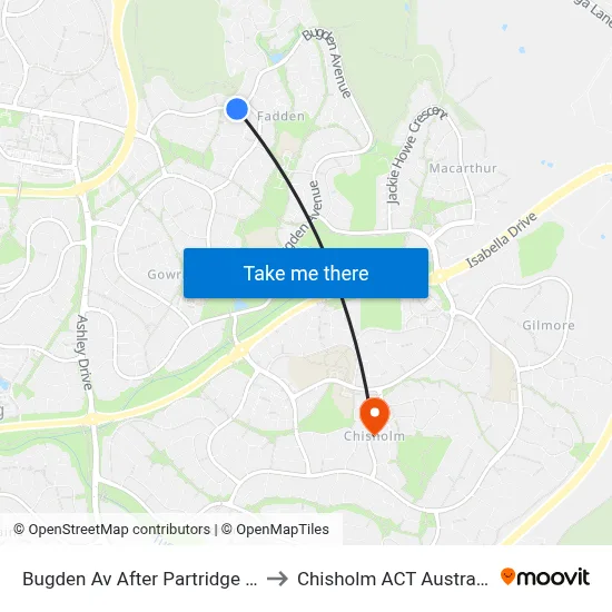 Bugden Av After Partridge St to Chisholm ACT Australia map