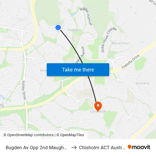 Bugden Av Opp 2nd Maughan Cr to Chisholm ACT Australia map