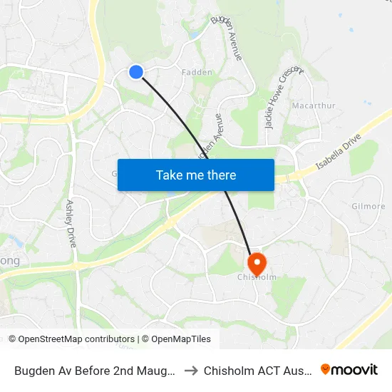 Bugden Av Before 2nd Maughan Cr to Chisholm ACT Australia map