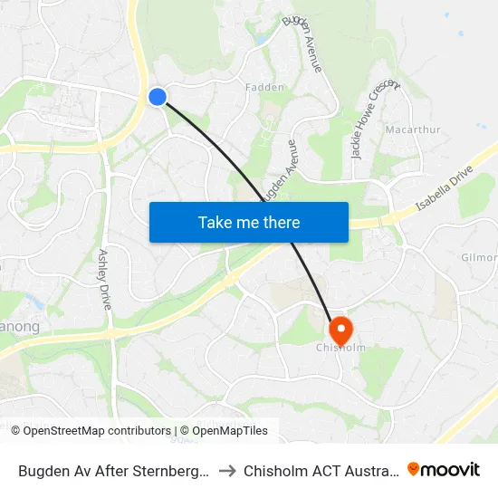Bugden Av After Sternberg Cr to Chisholm ACT Australia map