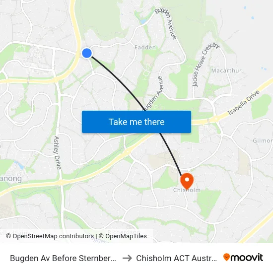 Bugden Av Before Sternberg Cr to Chisholm ACT Australia map