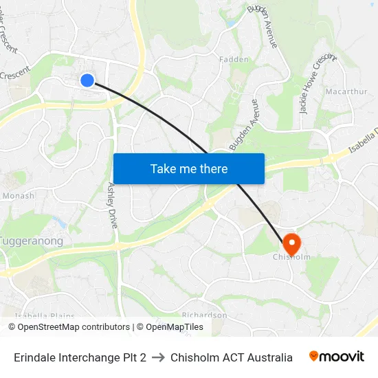 Erindale Interchange Plt 2 to Chisholm ACT Australia map