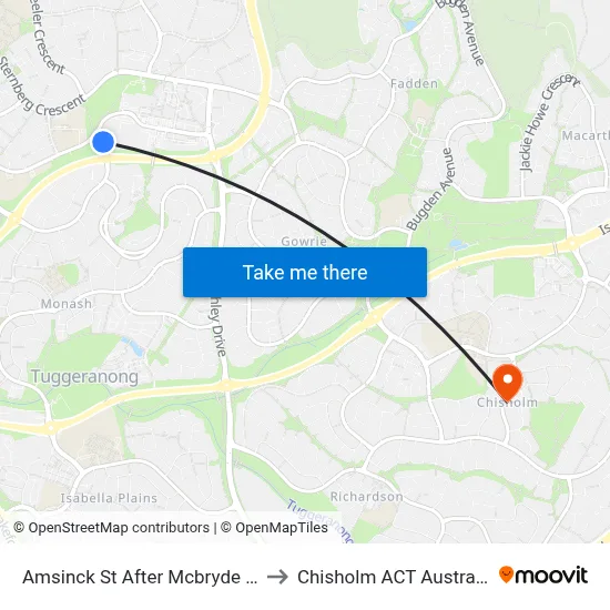Amsinck St After Mcbryde Cr to Chisholm ACT Australia map