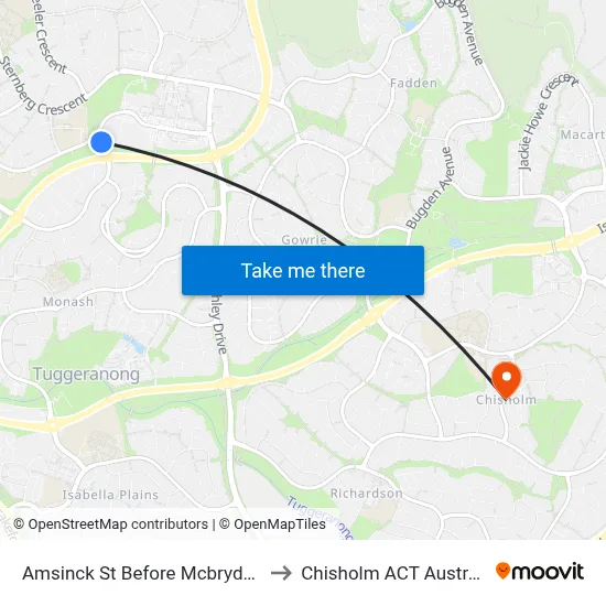 Amsinck St Before Mcbryde Cr to Chisholm ACT Australia map
