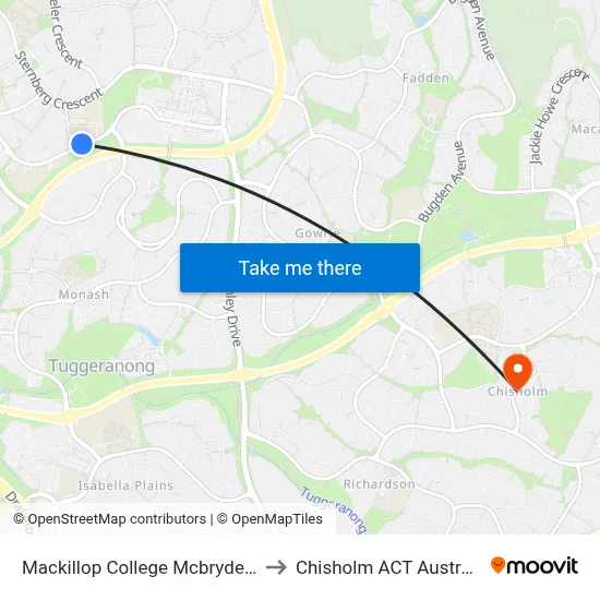 Mackillop College Mcbryde Cr to Chisholm ACT Australia map