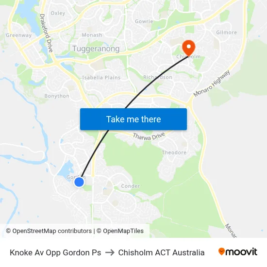 Knoke Av Opp Gordon Ps to Chisholm ACT Australia map