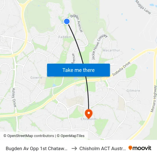 Bugden Av Opp 1st Chataway Cr to Chisholm ACT Australia map