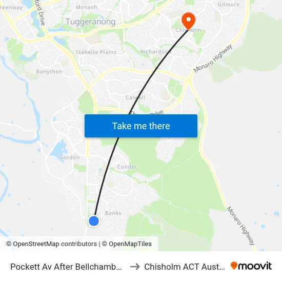 Pockett Av After Bellchambers Cr to Chisholm ACT Australia map