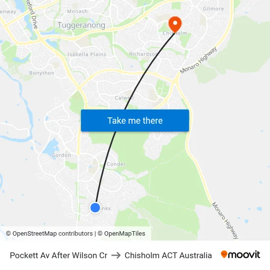 Pockett Av After Wilson Cr to Chisholm ACT Australia map