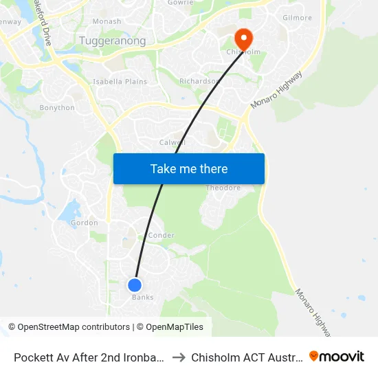 Pockett Av After 2nd Ironbark Cr to Chisholm ACT Australia map