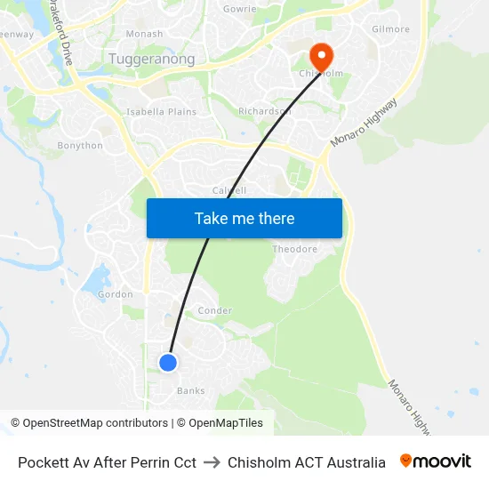 Pockett Av After Perrin Cct to Chisholm ACT Australia map