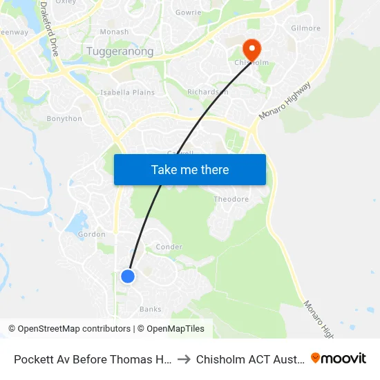 Pockett Av Before Thomas Hart St to Chisholm ACT Australia map